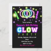 FÊTE GLOW Anniversaire Neon Black Light Invitation (Devant)