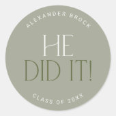 Fete Green moderne Il L'A Fait Graduation Sticker (Devant)