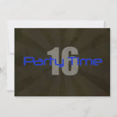 Fête Heure Black Grey Boy Invitation 16e anniversa (Devant)