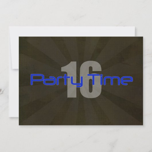 Fête Heure Black Grey Boy Invitation 16e anniversa (Devant)