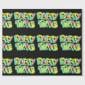 Fête Heure Neon Couleurs Sur Papier Cadeau Noir (Plat)