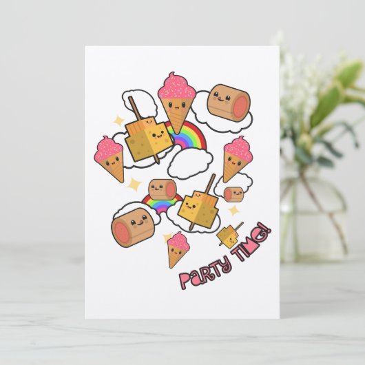 Fête Heure Nourriture Anniversaire Invitation (Debout devant)