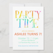 Fête Heure Tie Dye Anniversaire Invitation (Devant)