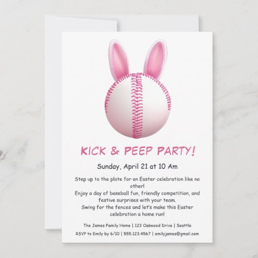 Fête Hit & Peep - Invitation de baseball de Pâques (Devant)