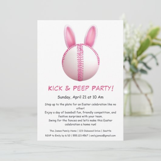 Fête Hit & Peep - Invitation de baseball de Pâques (Debout devant)