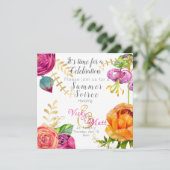 fête invitation à fleurs brunch fête anniversaire (Debout devant)