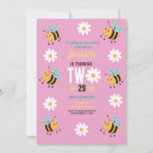 Fête Invitation Anniversaire d'abeilles Rose Daisy (Devant)