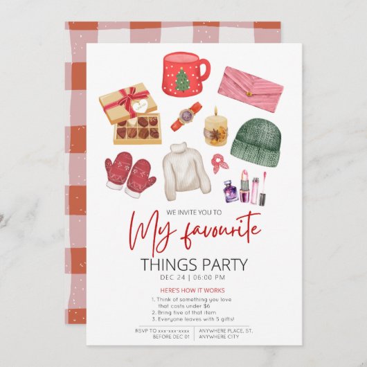 Fête, invitation aux choses préférées (Devant / Derrière)