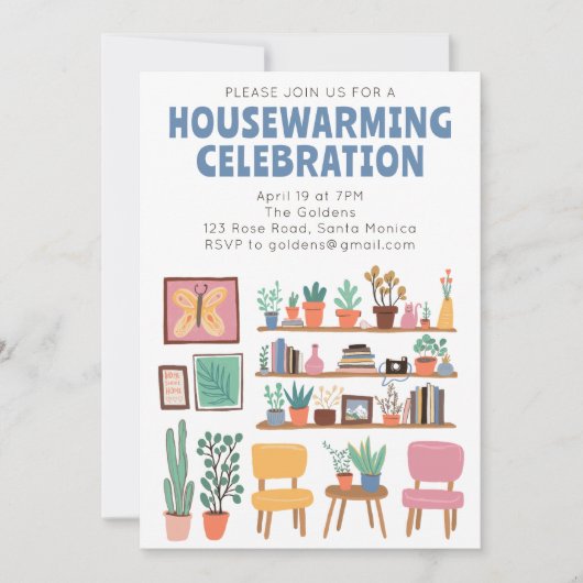 Fête Invitation Cute Living Room Shelts (Devant)