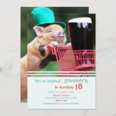 Fête Invitation de cochon de bière (Devant / Derrière)