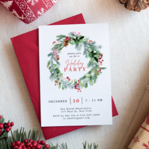 Fête   Invitation Festive Wreath Holiday