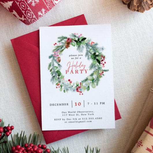 Fête | Invitation Festive Wreath Holiday