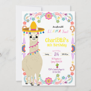 Fête ludique de Llama Invitation anniversaire