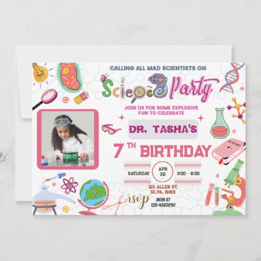 Fête Mad Science Invitation Anniversaire Pour Fill (Devant)