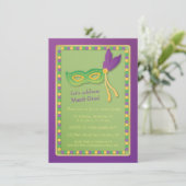 Fête Masque et perles Mardi Gras Invitations (Debout devant)