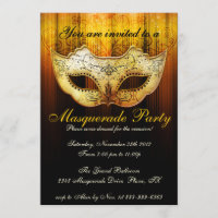 Fête Masquerade Fancy Gold Invitation