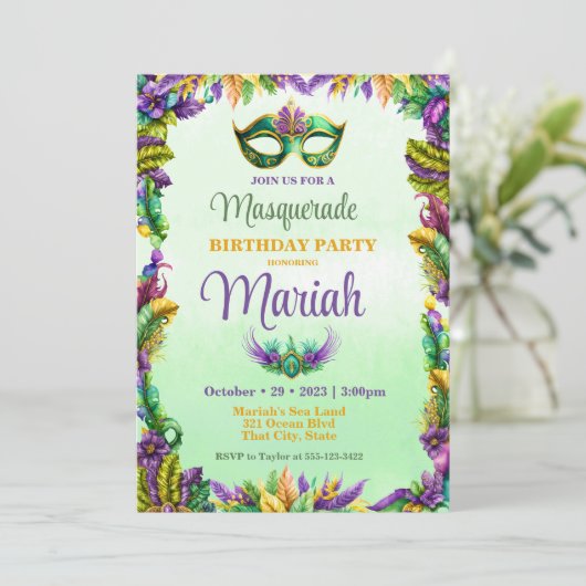 Fête Masquerade Invitation Anniversaire (Debout devant)