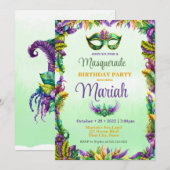 Fête Masquerade Invitation Anniversaire (Devant / Derrière)