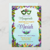 Fête Masquerade Invitation Anniversaire (Devant / Derrière)