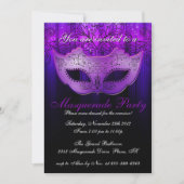 Fête Masquerade Invitation bleu & violet (Devant)