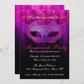 Fête Masquerade Invitation rose et violet (Devant / Derrière)