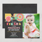 Fête mexicaine Anniversaire Invitation Pink Gold (Devant / Derrière)