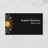 Fête mexicaine vibra Floral Carte de visite noir (Devant)