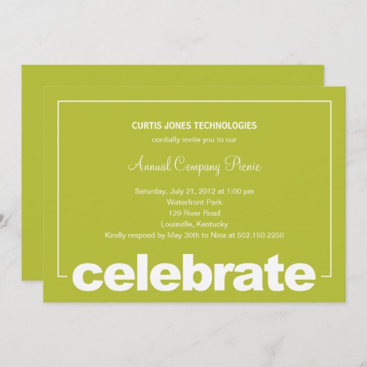 Fête moderne Invitation d'entreprise/d'entreprise (Devant / Derrière)