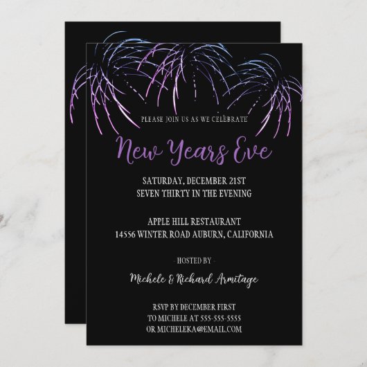 Fête moderne Invitation Nouvel An (Devant / Derrière)