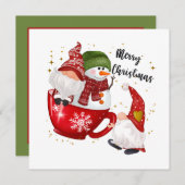 fête Noël gnome snowman Carte de vacances (Devant / Derrière)