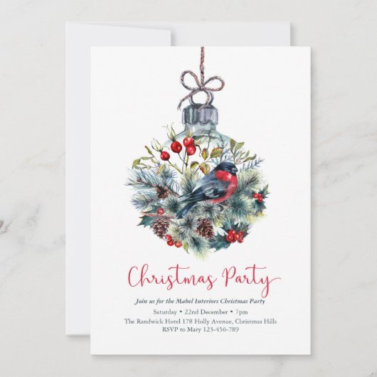 Fête Noël Invitation | Bullfinch (Devant)