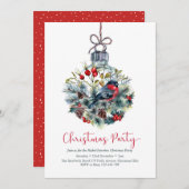 Fête Noël Invitation | Bullfinch (Devant / Derrière)