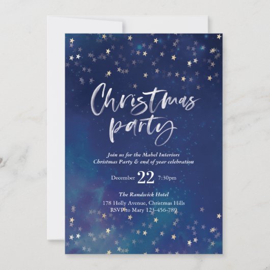 Fête Noël Invitation | étoiles de minuit (Devant)
