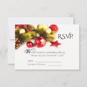Fête Noël Mariage de Noël Carte RSVP