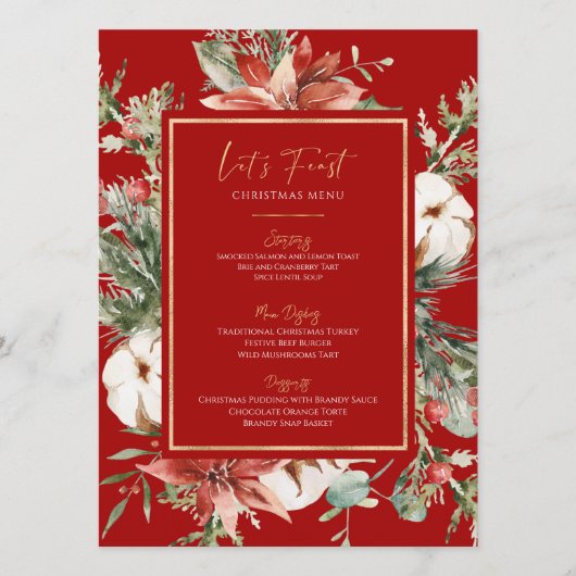 Fête Noël Menu Festive cadre de Noël (Devant)