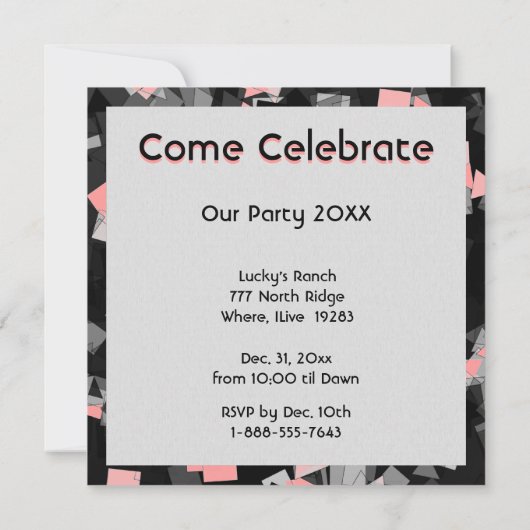 Fête ou fête Confetti Pink Invitations (Dos)