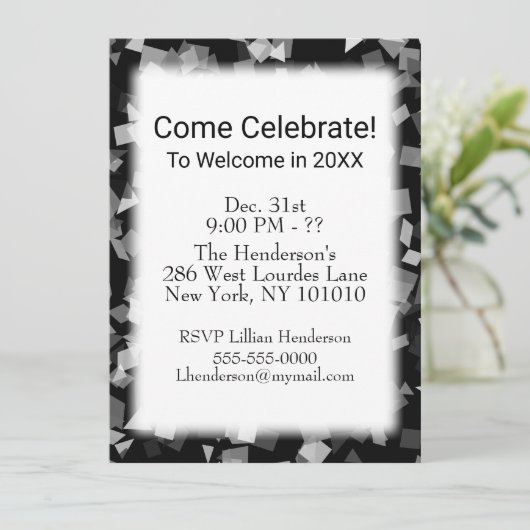 Fête ou fête Nouvel An Confetti Invitations (Debout devant)