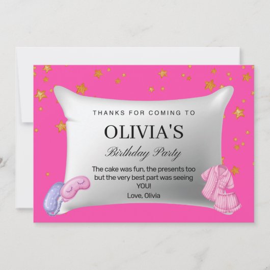 Fête Pink Swood Carte de remerciements de fête d'a (Devant)