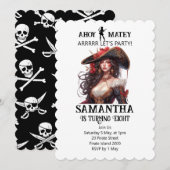 Fête Pirate Anniversaire Invitation fille (Devant / Derrière)