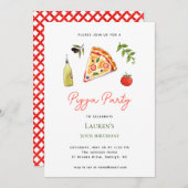 FÊTE PIZZA Invitation d'anniversaire (Devant / Derrière)