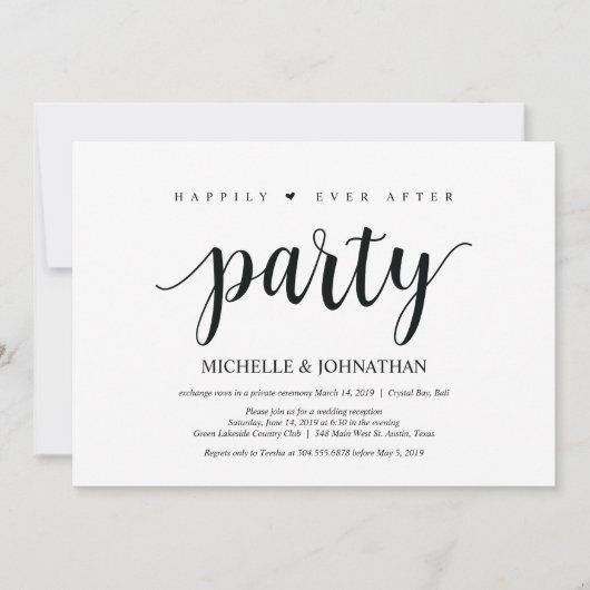Fête pour toujours heureuse, invitation de mariage (Devant)