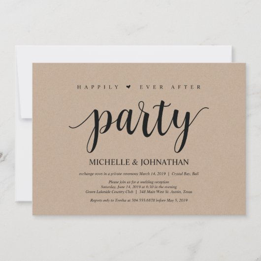 Fête pour toujours heureux, invitation de mariage  (Devant)