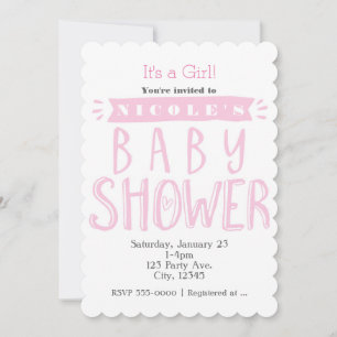 Fête prénatale C'est une fille Invitations Blanc &