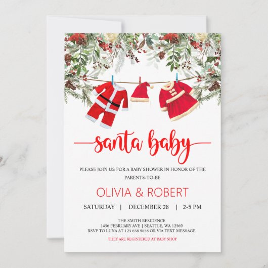 Fête prénatale de Bébé Noël, Invitation à une fête (Devant)