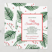 Fête pull moche Invitation Élégant Evergreen (Devant / Derrière)