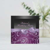 Fête Purple Swirls Invitation Anniversaire (Debout devant)
