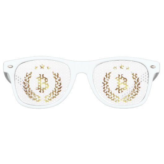 Fête Retro Bitcoin Logo Symbole Crypto Crest Lunettes de sole (Devant)