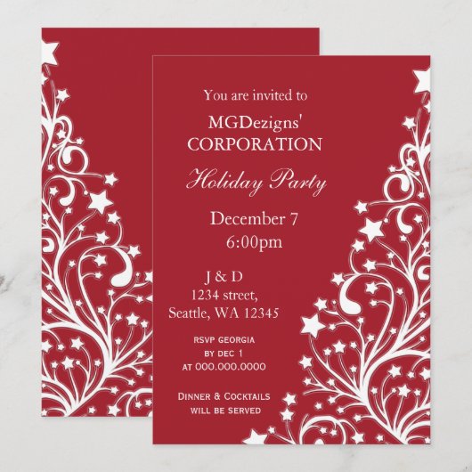 fête rouge Fêtes corporatives Invitations (Devant / Derrière)