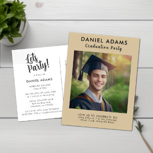 Fête Simple Script Grad Party Invitation