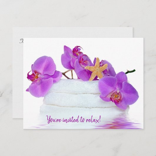 Fête spa avec Orchidées Invitation (Devant / Derrière)